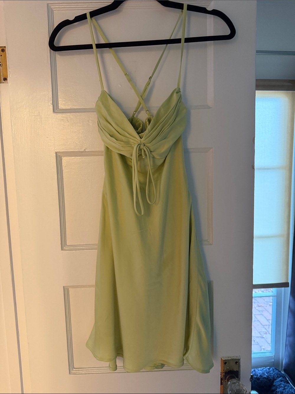Princess Polly Pale Green Satin Slip Dress with Tie Front